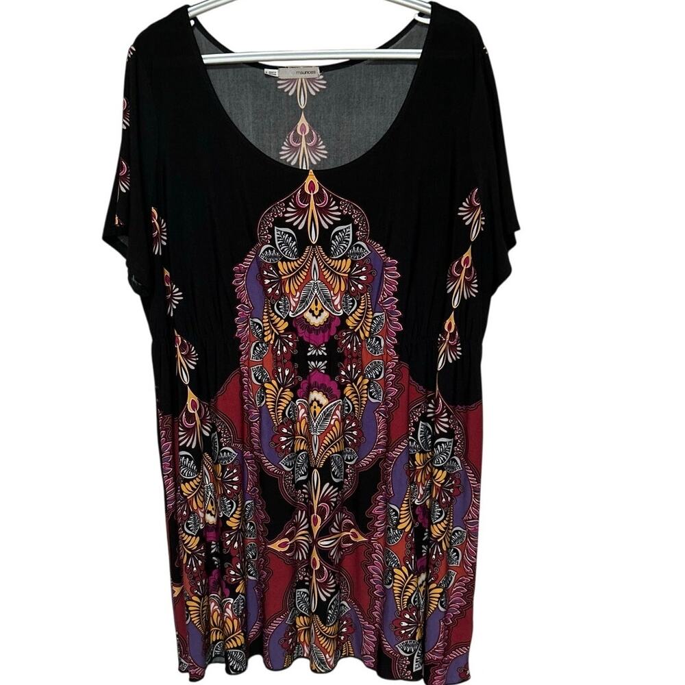 Maurices Women's Black Purple Yellow Short Sleeve Pullover Dress Size 2